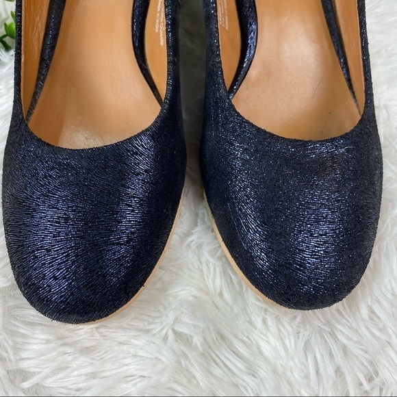 Enjoiya eleganza navy metallic shimmery closed toe pumps heels size 38/7.5 - Picture 5 of 8